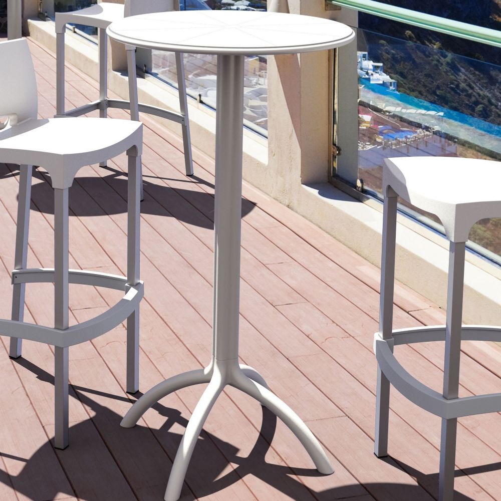 Octopus Bar Table 24 inch Round White Resin