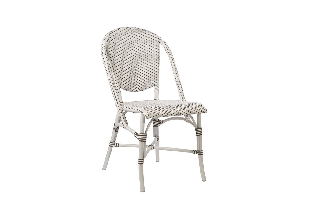 Samui Side Dining Chair with White Frame and Cappuccino Dots