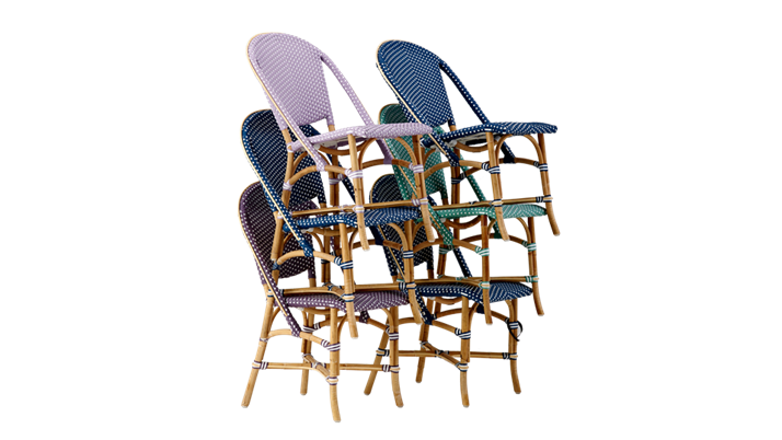 Samui Side Bistro Dining Chair - White with Cappuccino Dots