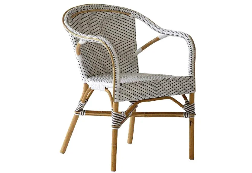 Samui Bistro Dining Arm Chair - White with Cappuccino Dots