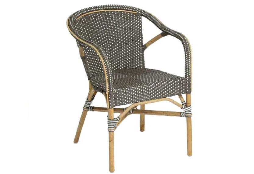 Samui Bistro Dining Arm Chair - Cappuccino with White Dots