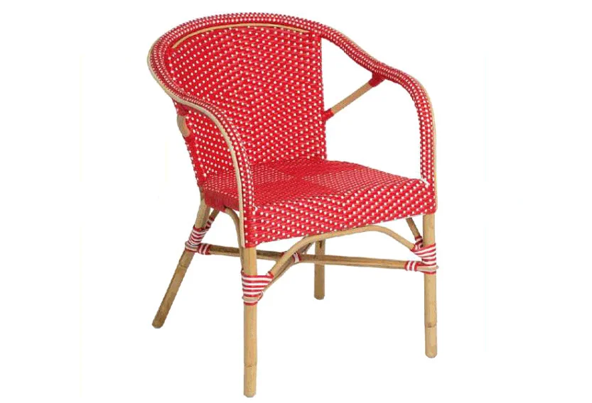 Samui Bistro Dining Arm Chair - Poppy Red with White Dots