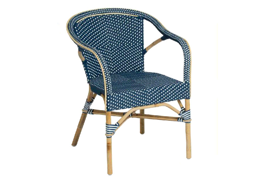 Samui Bistro Dining Arm Chair - Navy with White DotsSamui Bistro Dining Arm Chair - Navy with White Dots