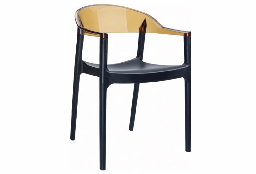 Carmen Dining Arm Chair (set of 2) Black, Transparent Amber Back