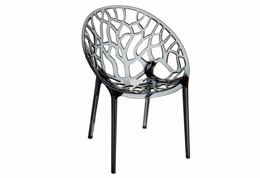 Crystal Dining Arm Chair (set of 2) in Transparent Smoke Gray
