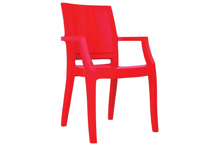Arthur Dining Arm Chair (set of 4) in Glossy Red Polycarbonate