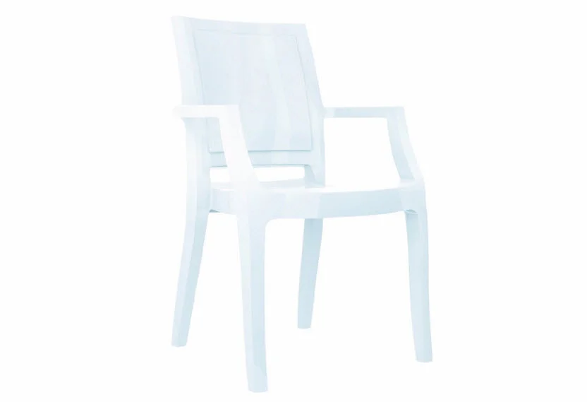 Arthur Dining Arm Chair (set of 4) in Glossy White Polycarbonate