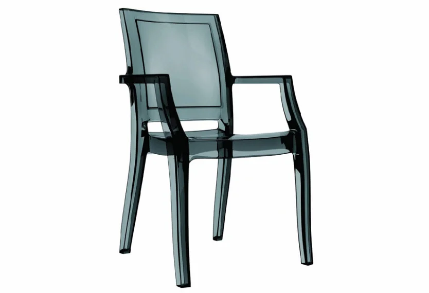 Arthur Dining Arm Chair (set of 4) in Transparent Black Polycarbonate