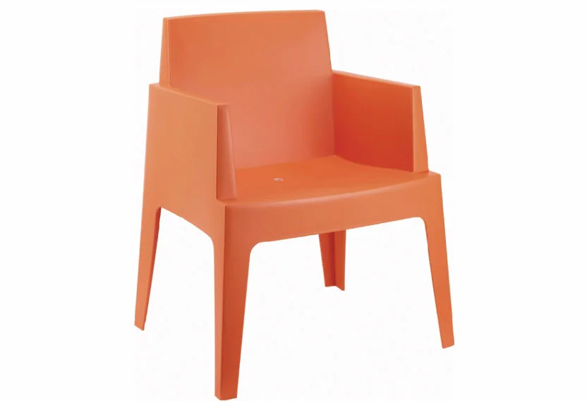 Box Dining Arm Chair (set of 2) in Orange Resin