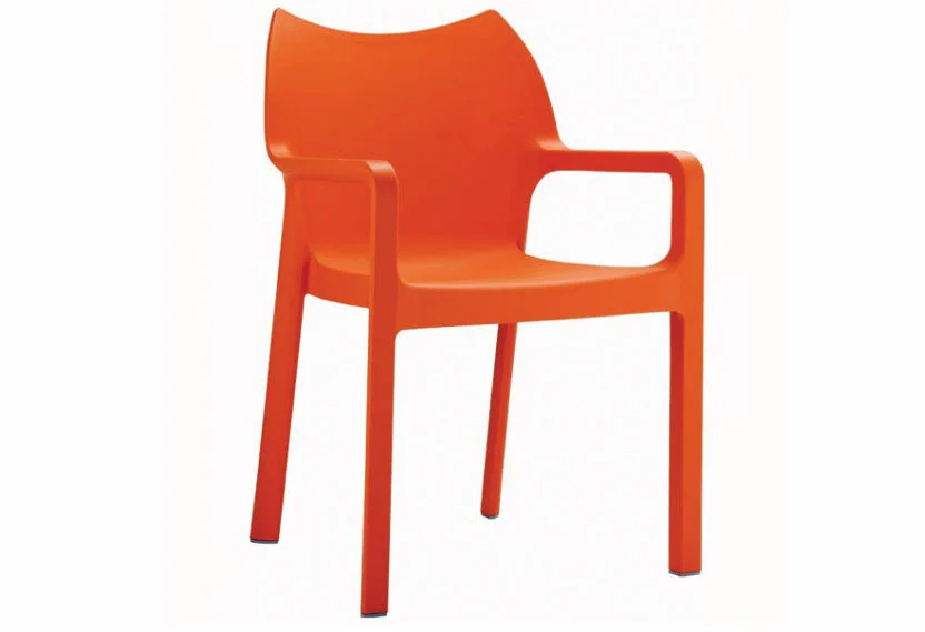 Diva Outdoor Dining Arm Chair (set of 4) in Orange Resin