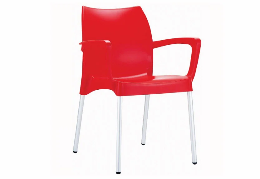 Dolce Dining Arm Chair (set of 4) in Red, Resin