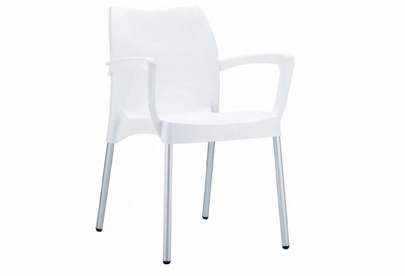 Dolce Dining Arm Chair (set of 4) in White, Resin