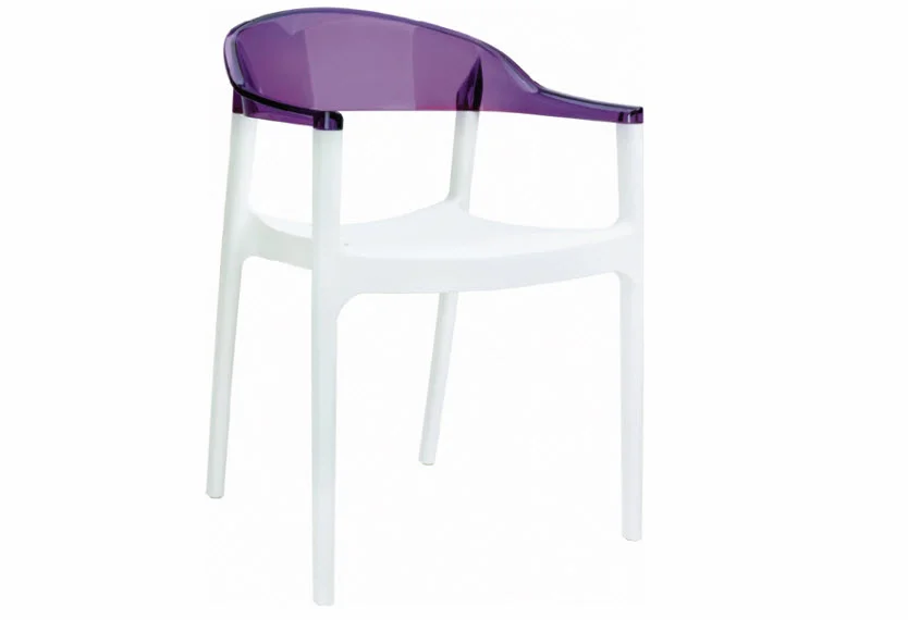 Carmen Dining Arm Chair (set of 2)White with Transparent Violet Back