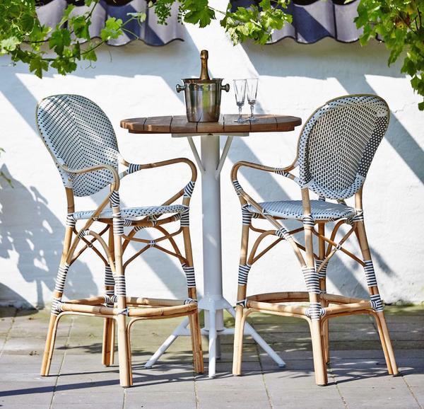 Samui Bar Table with White Base and Teak Top