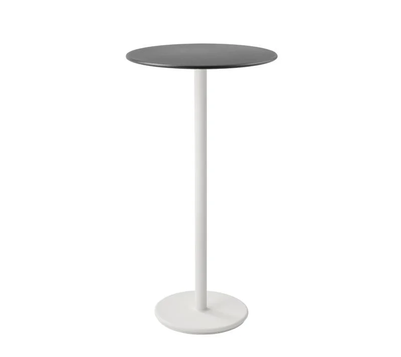 Go Bar Table with 24" Grey Aluminum Top and White Base