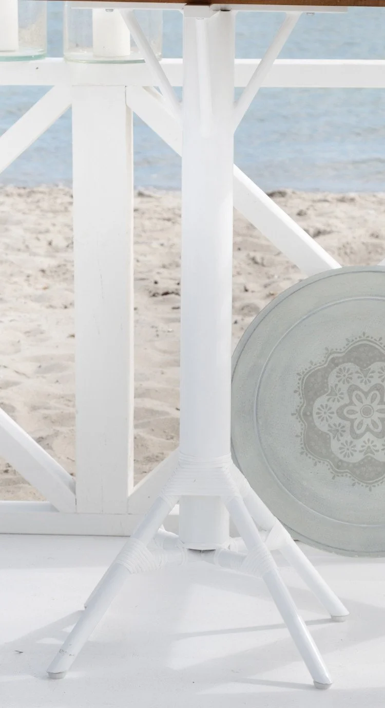 Samui Bar Table with White Base and Teak Top