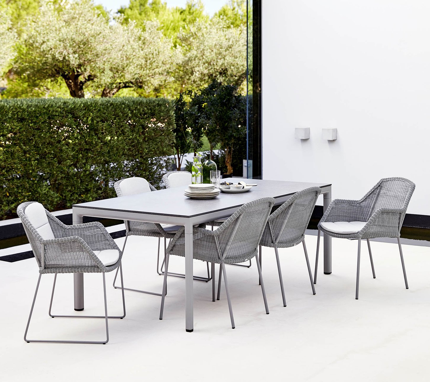 Breeze Dining Chair Stackable In Light Grey Set Of 2 Living Gardens Landscape Design