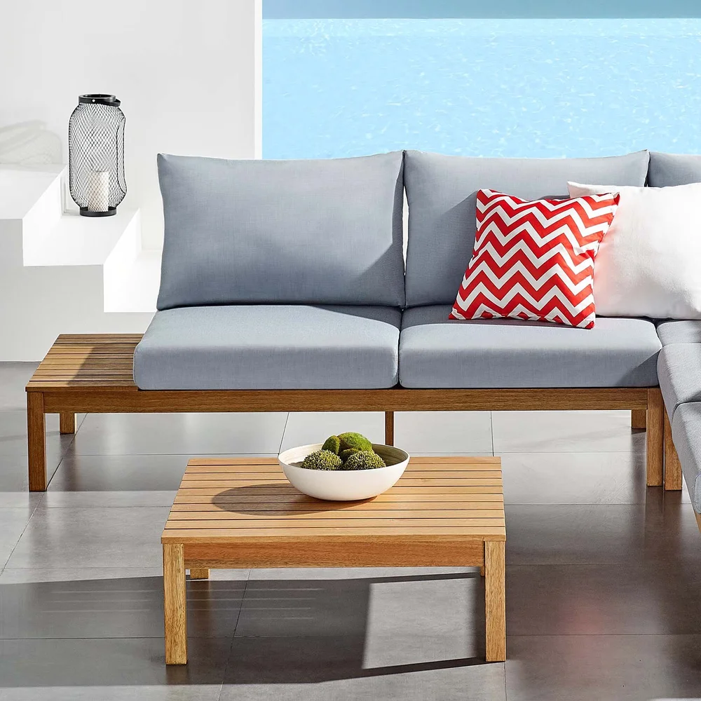 Nassau Karri Wood Loveseat With Right Facing Side End Table In Natural Light Blue Pre Order For Est Shipping 04 20 2021 Living Gardens Landscape Design