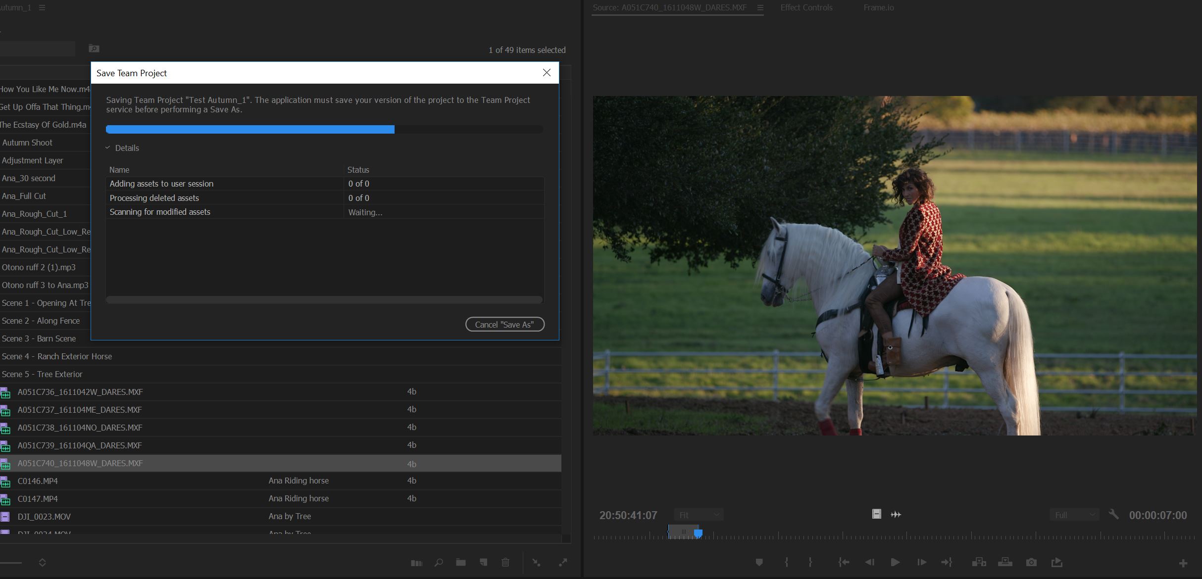 12 hours later, still trying to sync changes in Adobe Team Projects.
