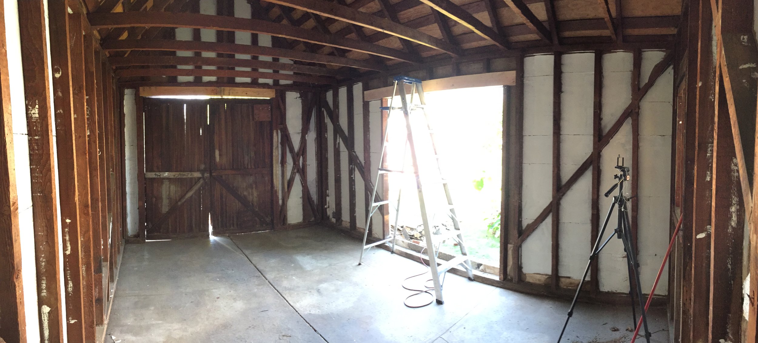 Demolitions completed and new doorway framed in. 
