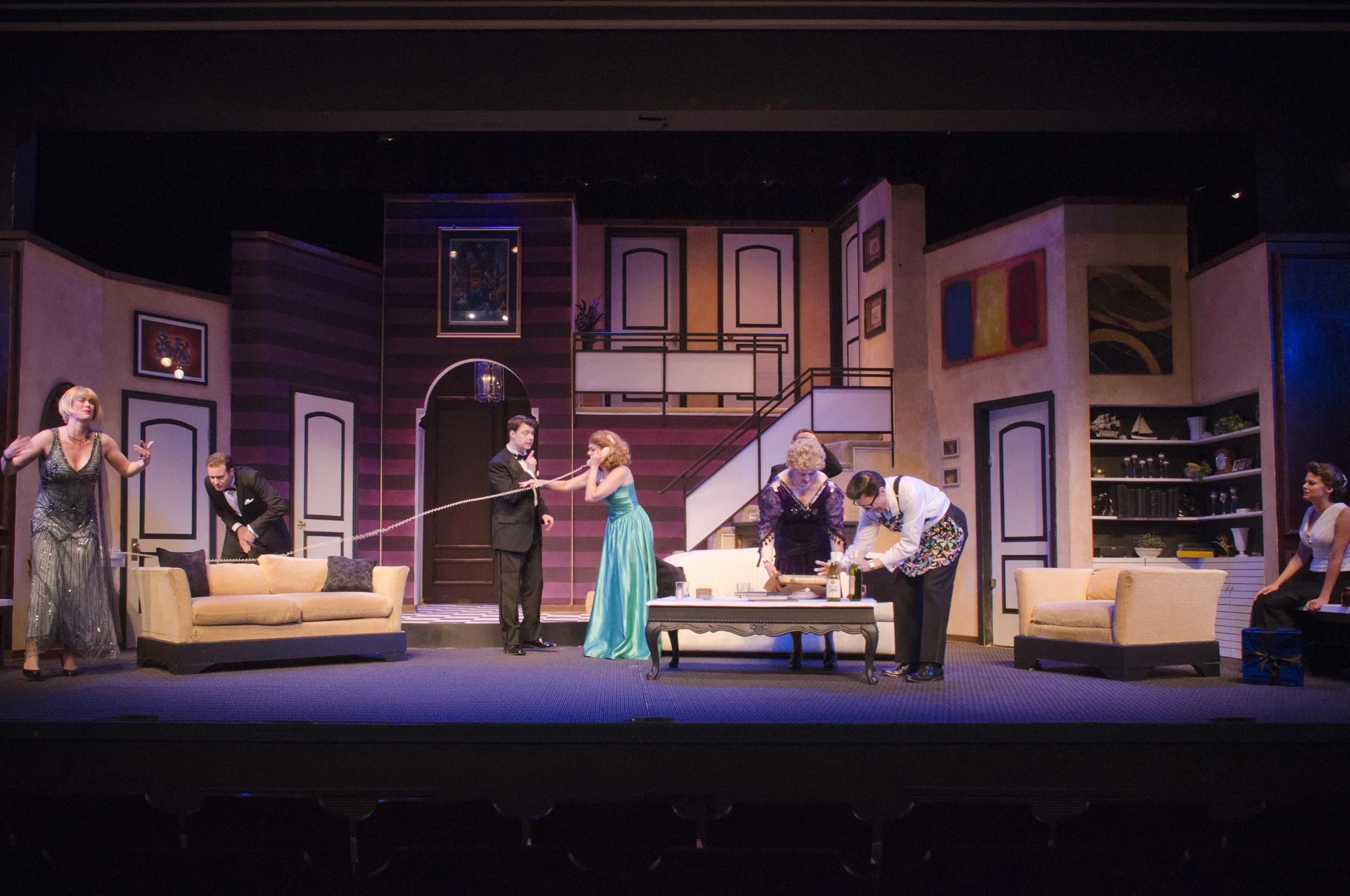  Rumors, Arrow Rock Lyceum, 2015  Directed by Peter Reynolds  Lighting - Randy Winder  Costumes - Megan Hershaw 