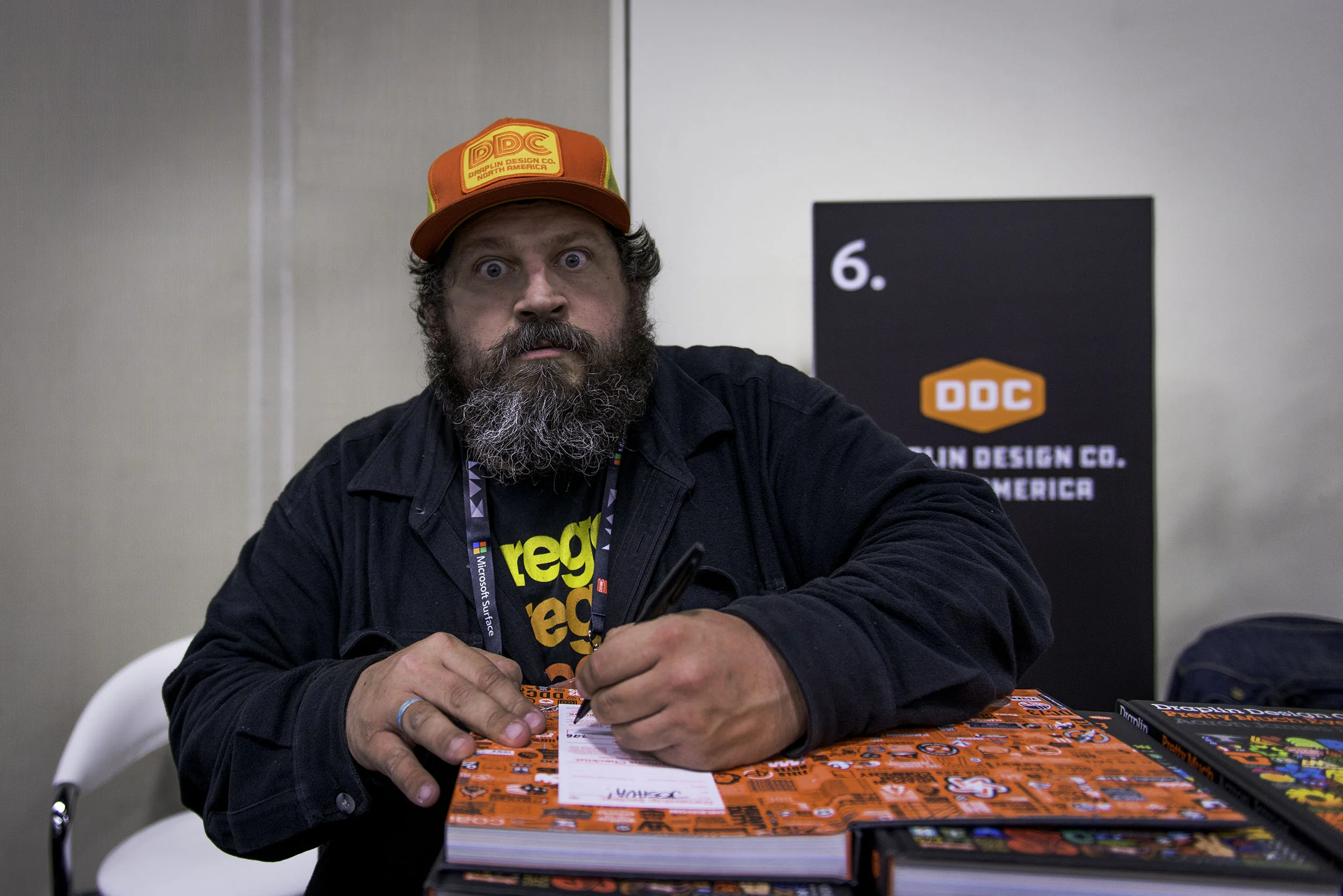 While at AdobeMax this past year, I got a chance to listen to the inspiring Aaron Draplin speak on everything design related as well as his background story. Aaron is one of the few dudes in the industry that I really look up to. From his literal hands-on design approach, his dedication, to his independent nature, he tackles every part of the design aspect on his own. After getting the chance to speak with him, I was a fan even more. His down to Earth attitude and warm hearted charisma made it super pleasant to just have an easy going conversation. I used to think that maybe I was trying to do too much at once. But Aaron has inspired to stay ambitious and continue to persevere. Getting to meet him was truly a humbling experience and I hope one day I get the pleasure to collaborate with him.