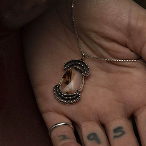 Sterling Silver Montana AgateClear Quartz Pendant