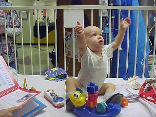 Wilson 1st Birthday & Last Chemo. Playing with Toys, November 2001