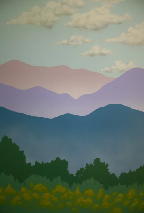 Mountains/trees detail