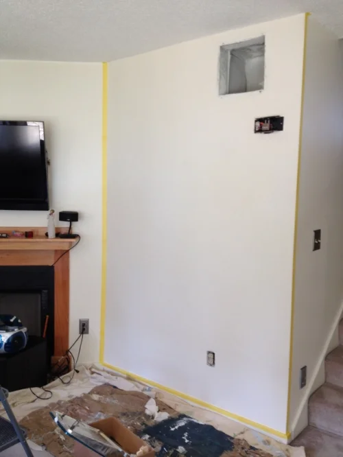The living room wall before painting