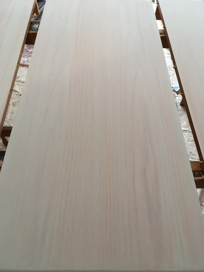 Close-up of table-top translucent "pickled" finish