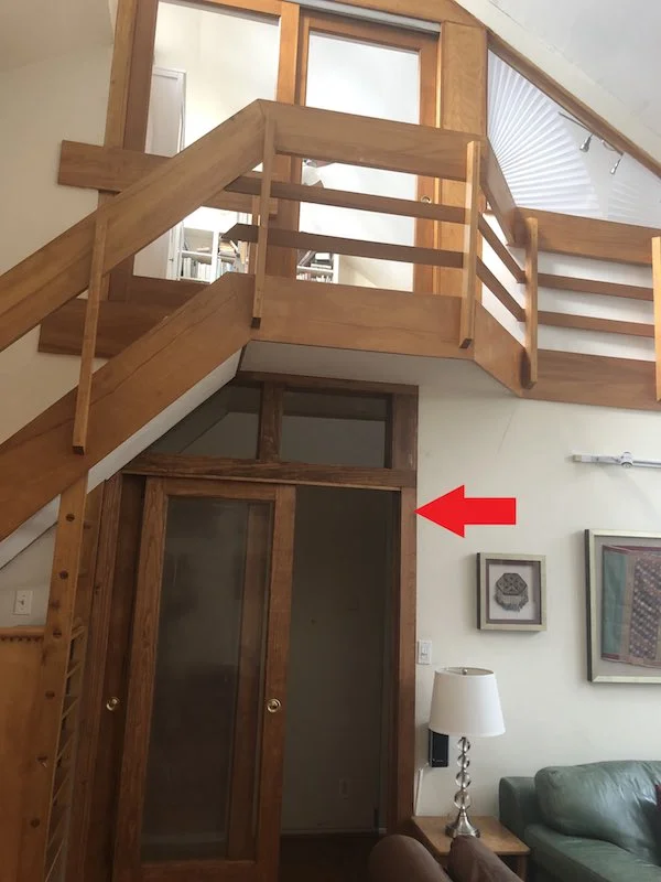 The door before, with darker brown stain