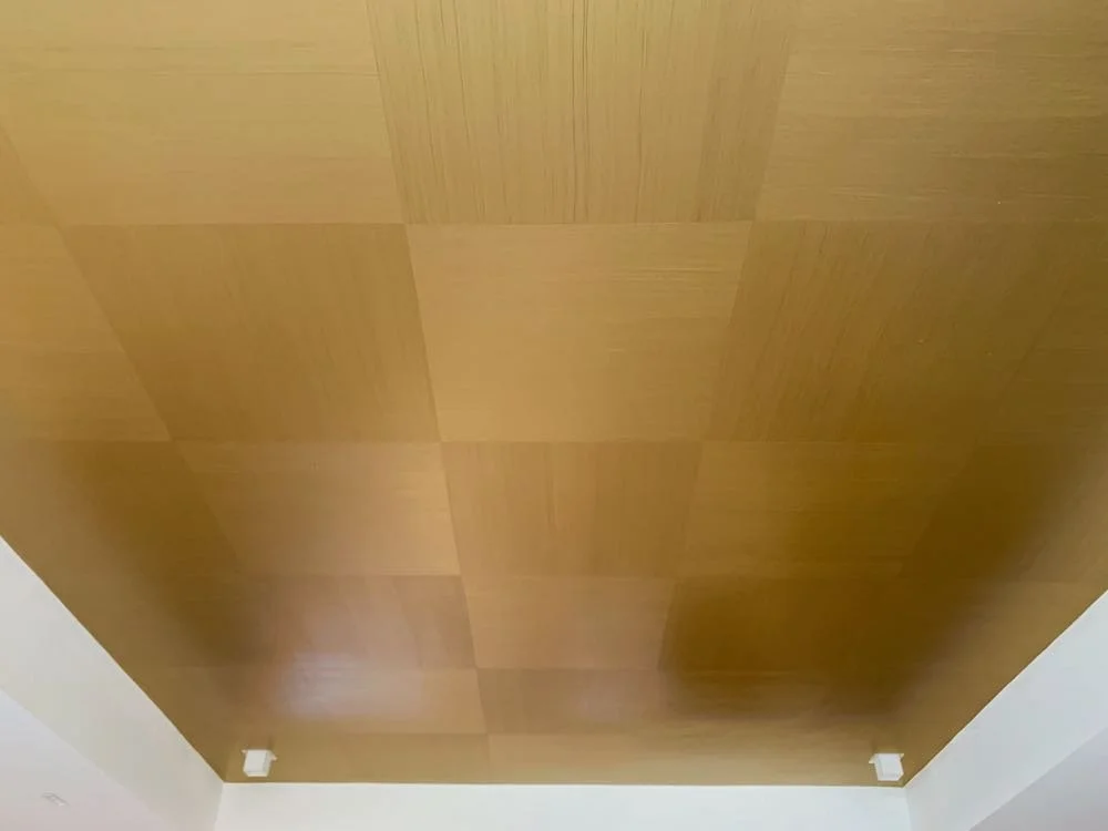 Directional gold paint "tiled"  tray ceiling