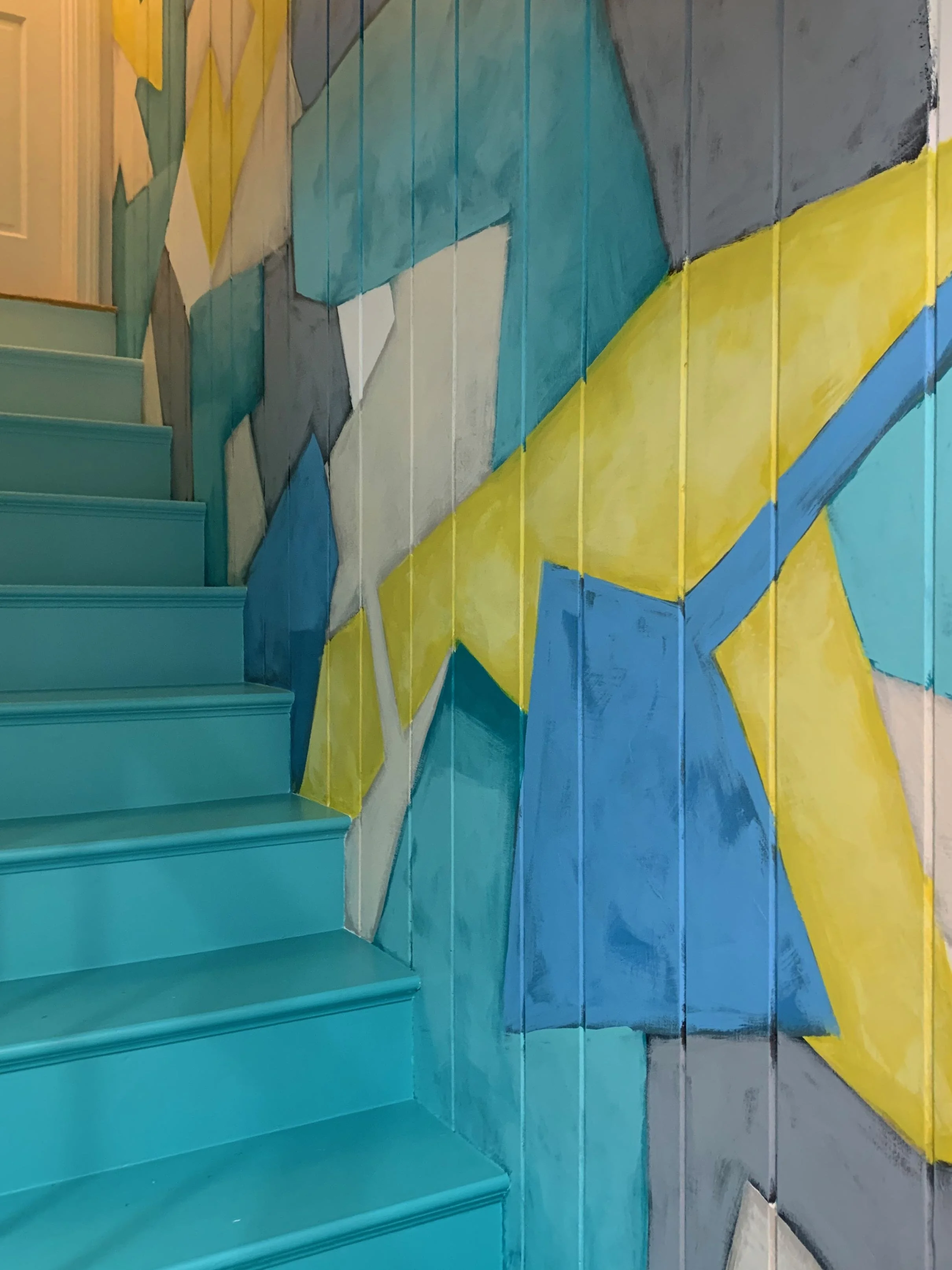 Abstract stairwell mural