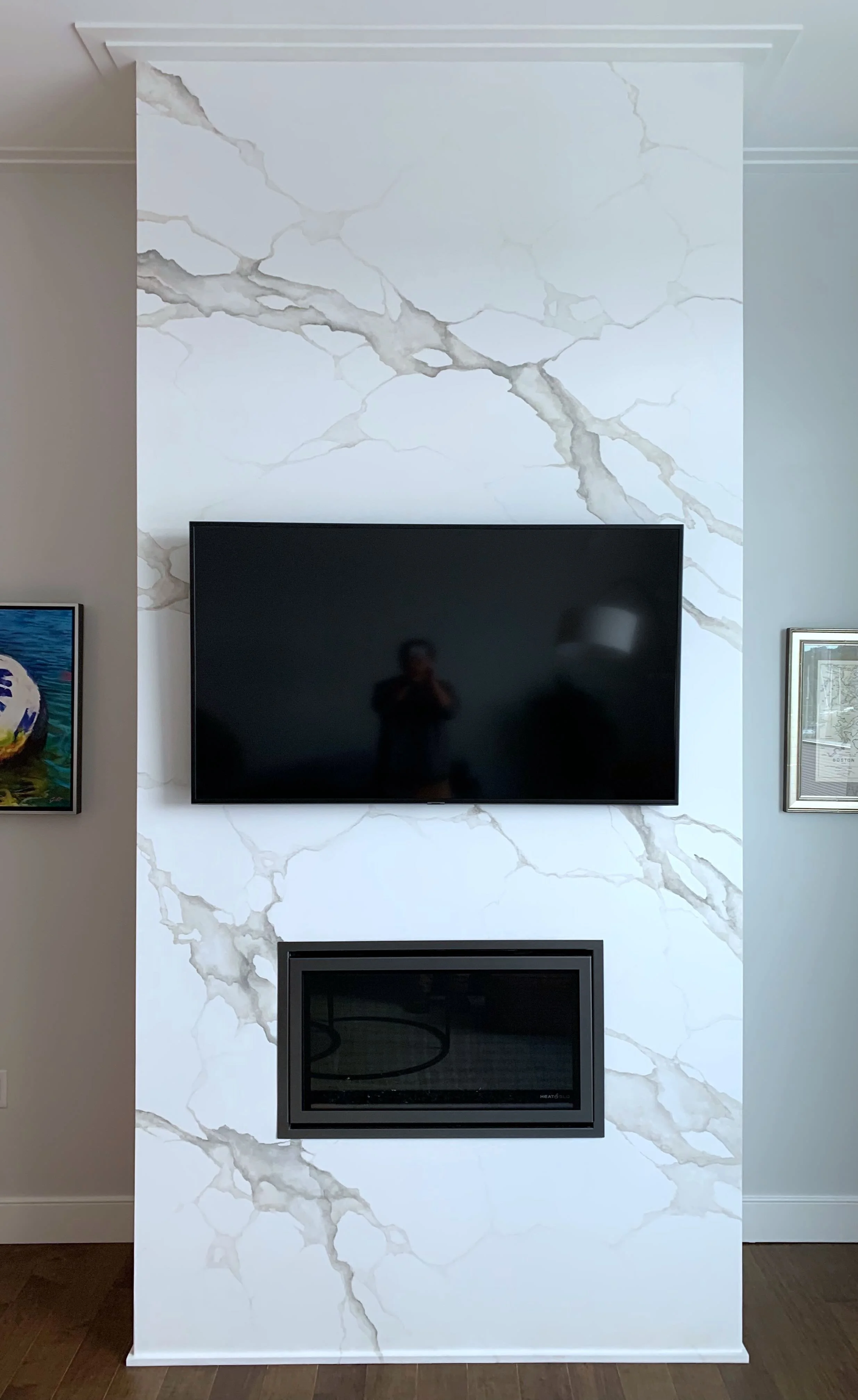 Faux marble fireplace surround 