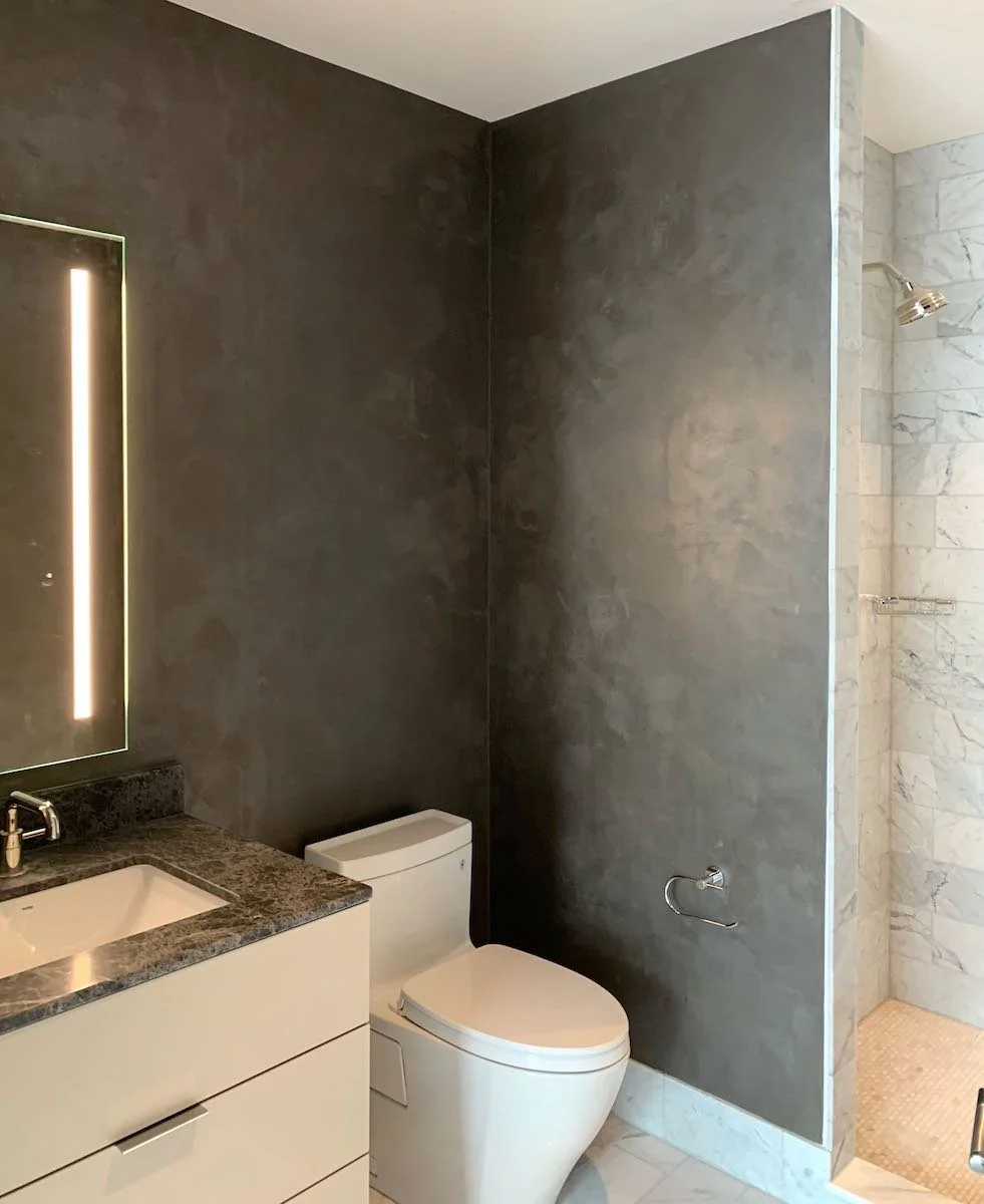 Specialty plaster bathroom finish