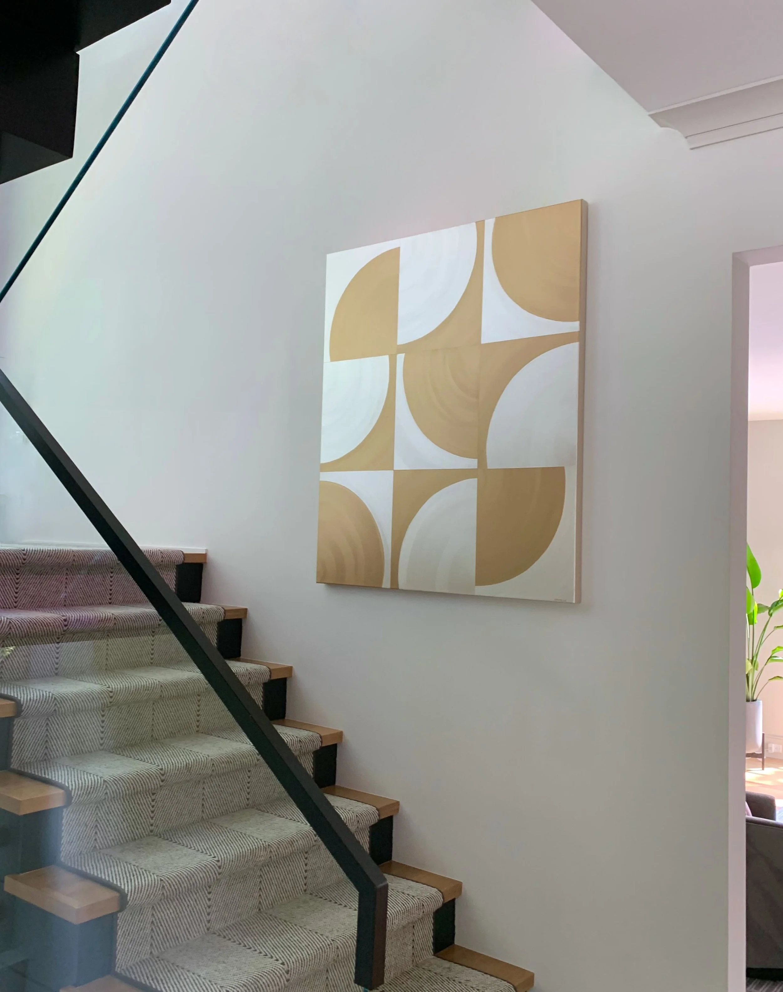 Geometric metallic mural panel