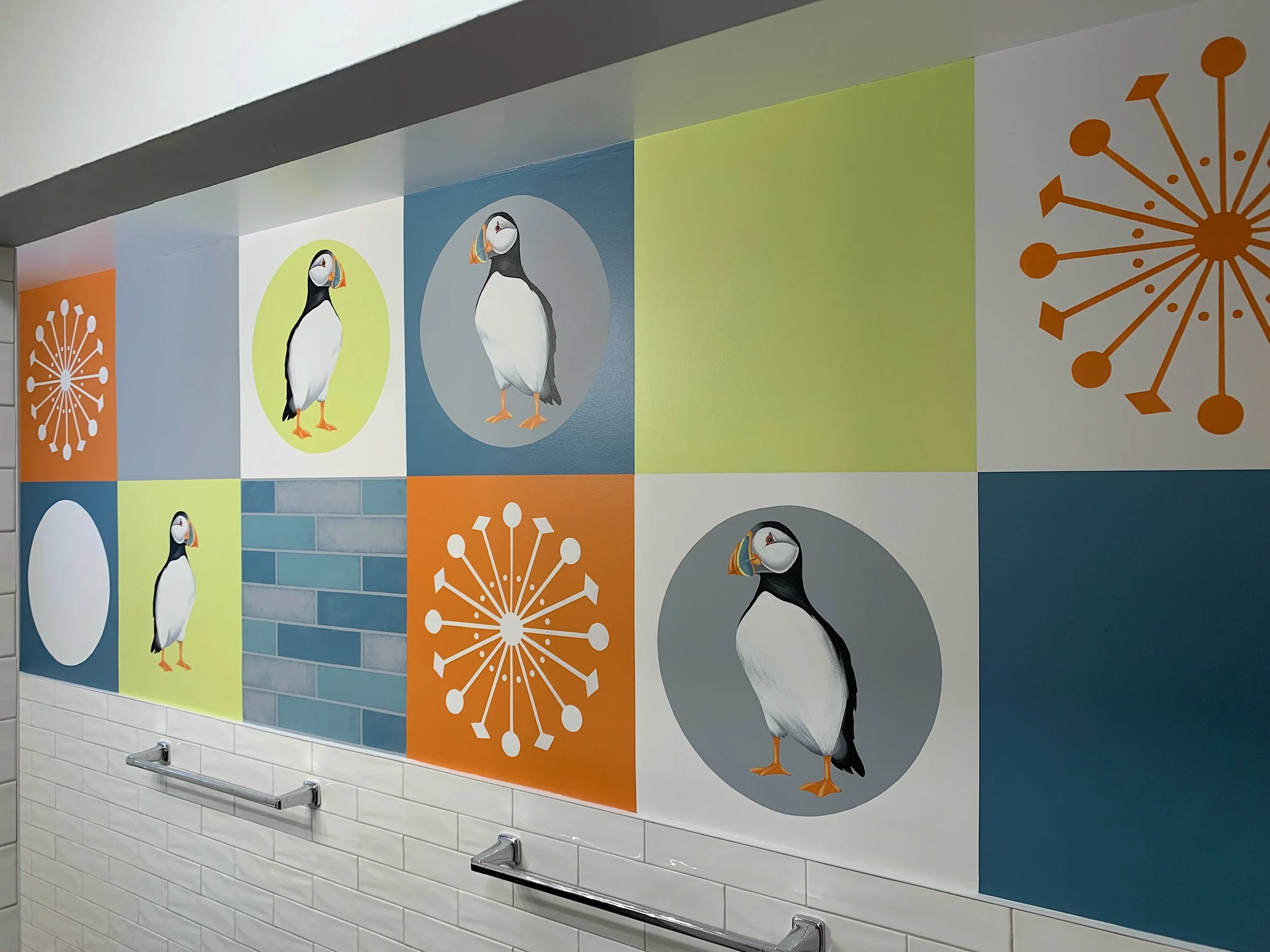 Bathroom "tile" mural in Natick, MA
