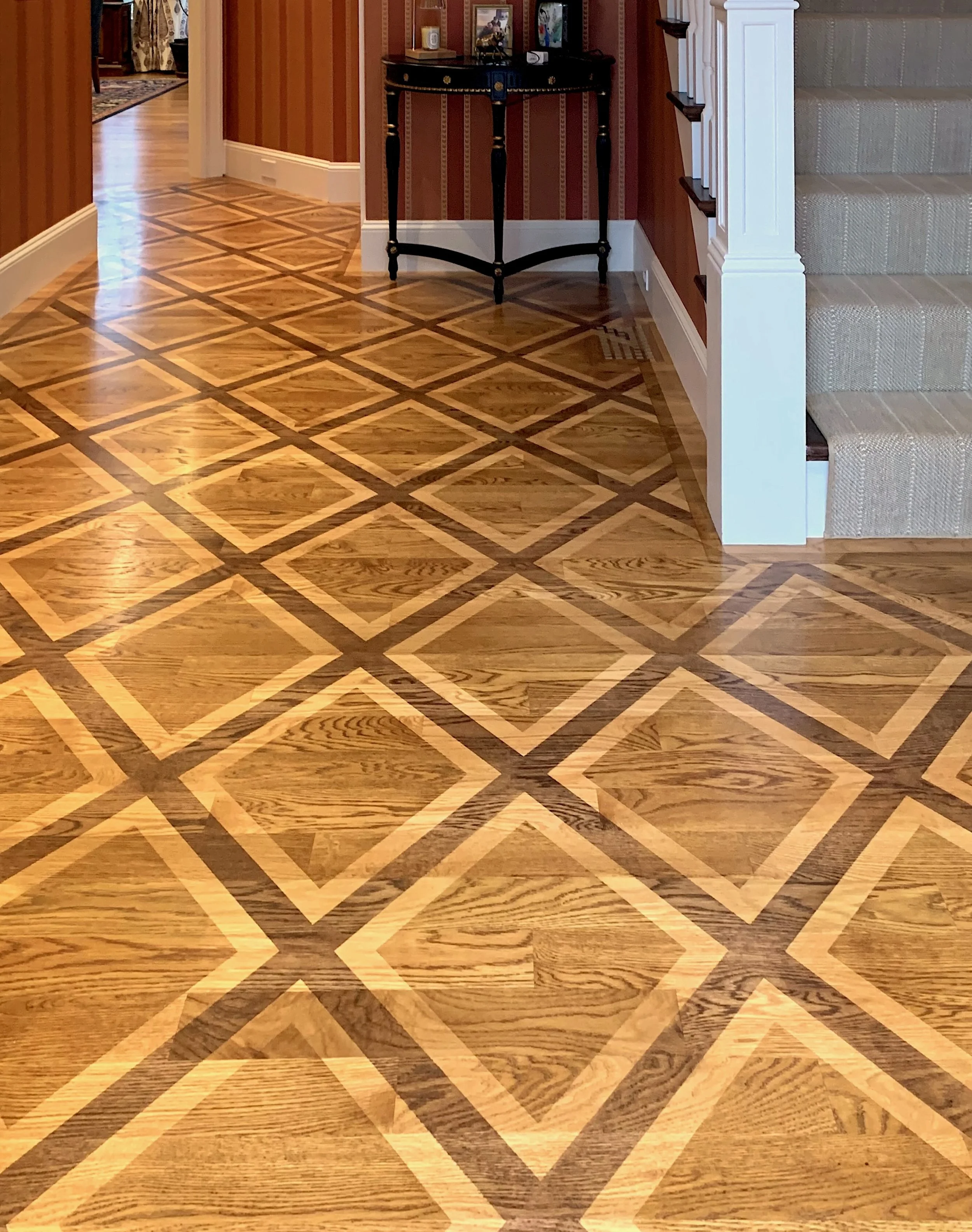 Diamond-pattern stained floor  * In collaboration with Joan K Design