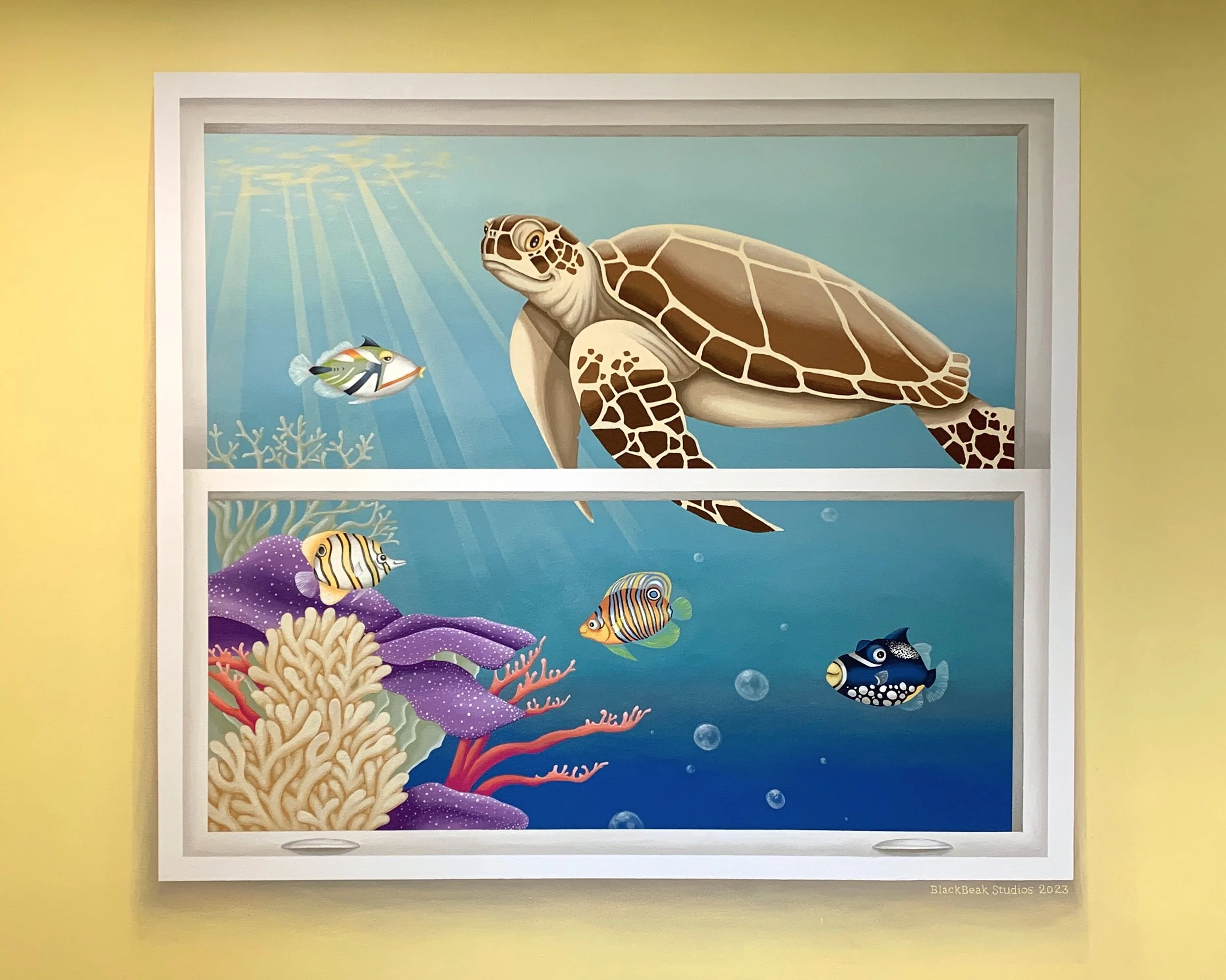 "Magic Window" mural at the Attleboro Public Library