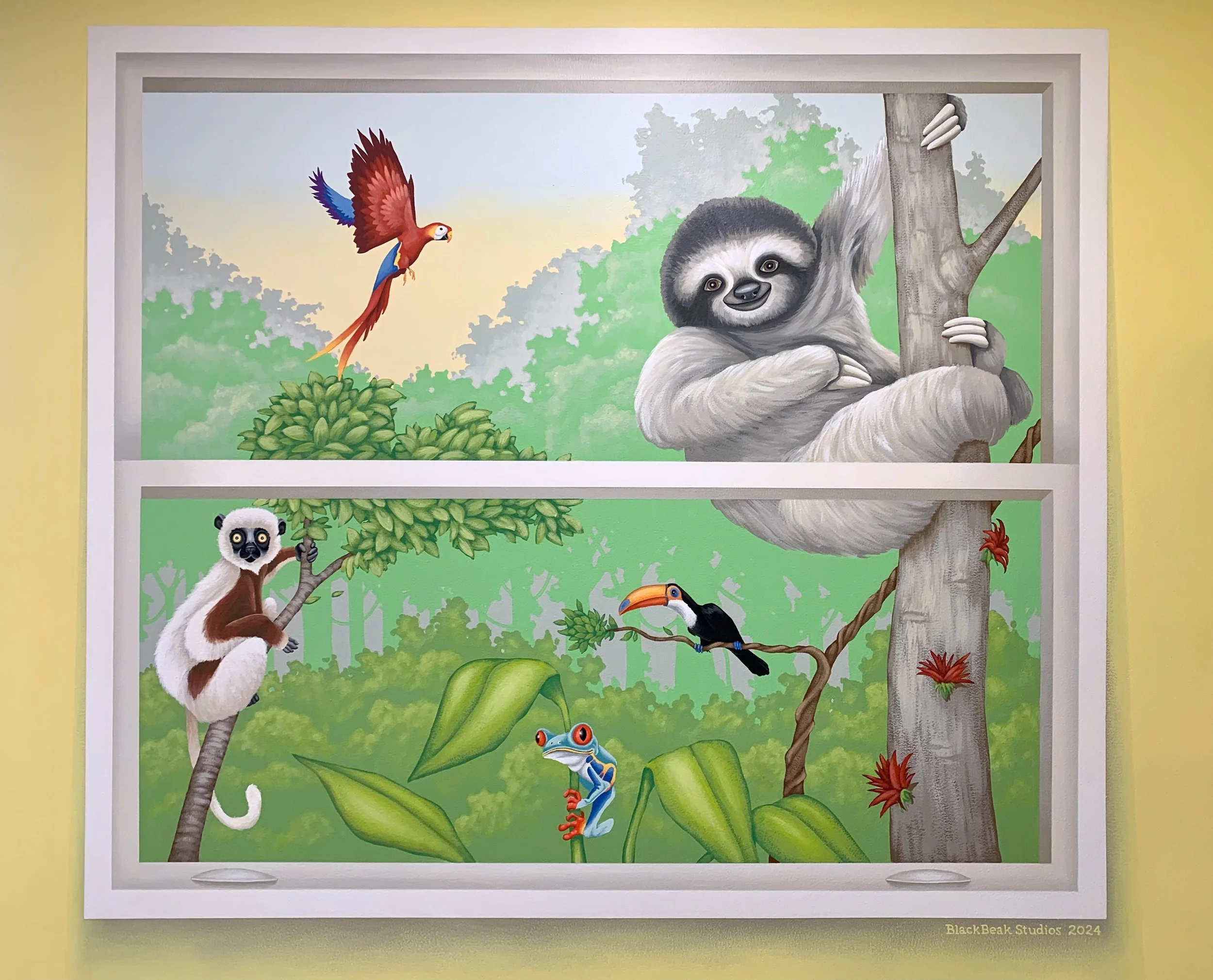 "Magic Window" mural #2 at the Attleboro Public Library