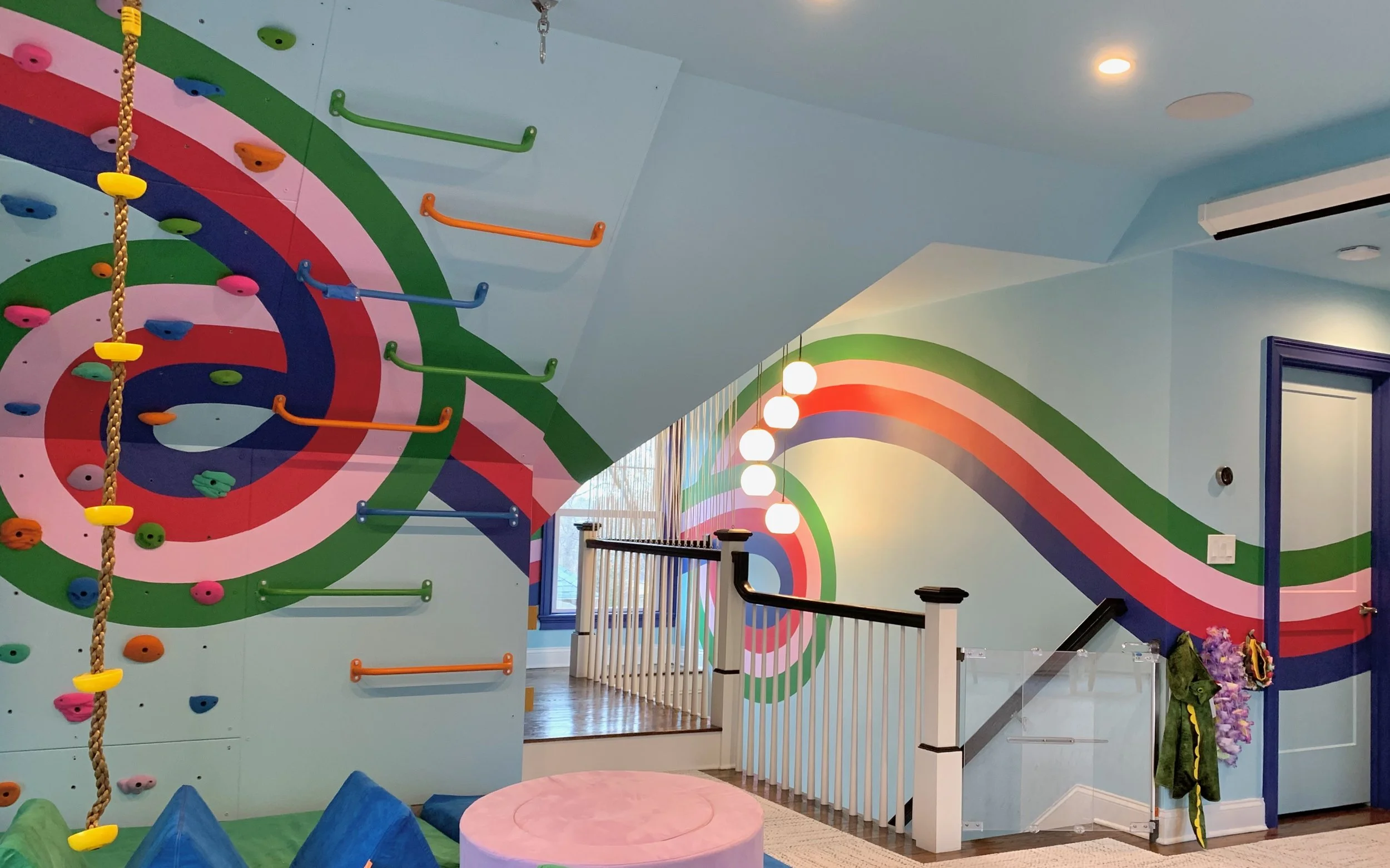 Playroom mural in Newton, MA. Designed by grOH! Playrooms