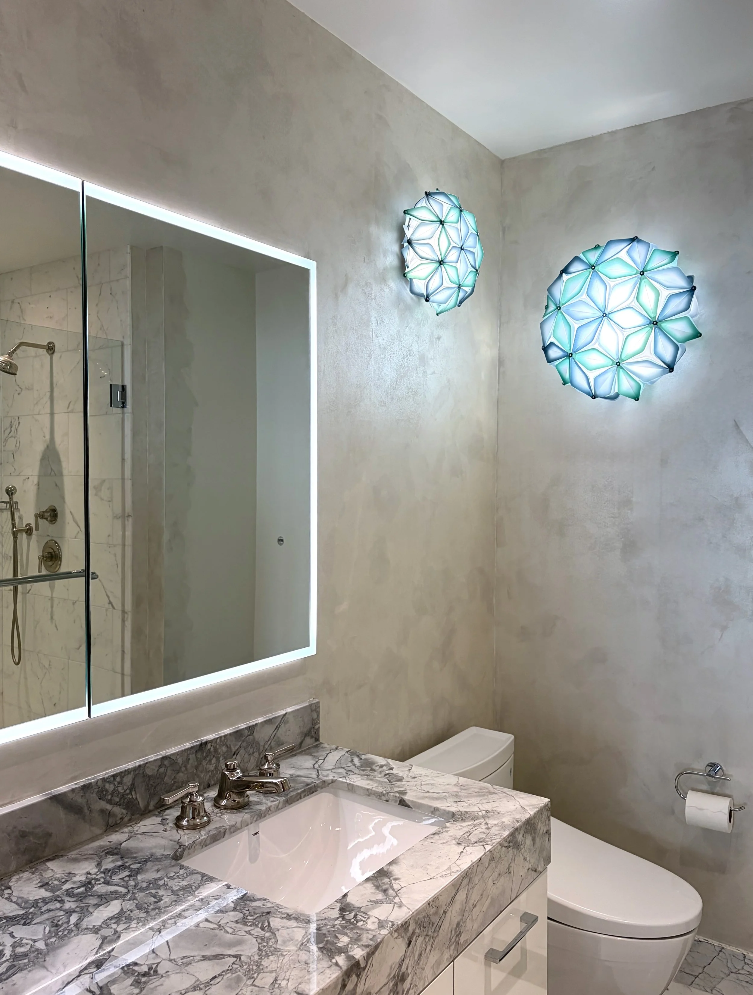 Metallic Plaster bathroom in Boston, MA