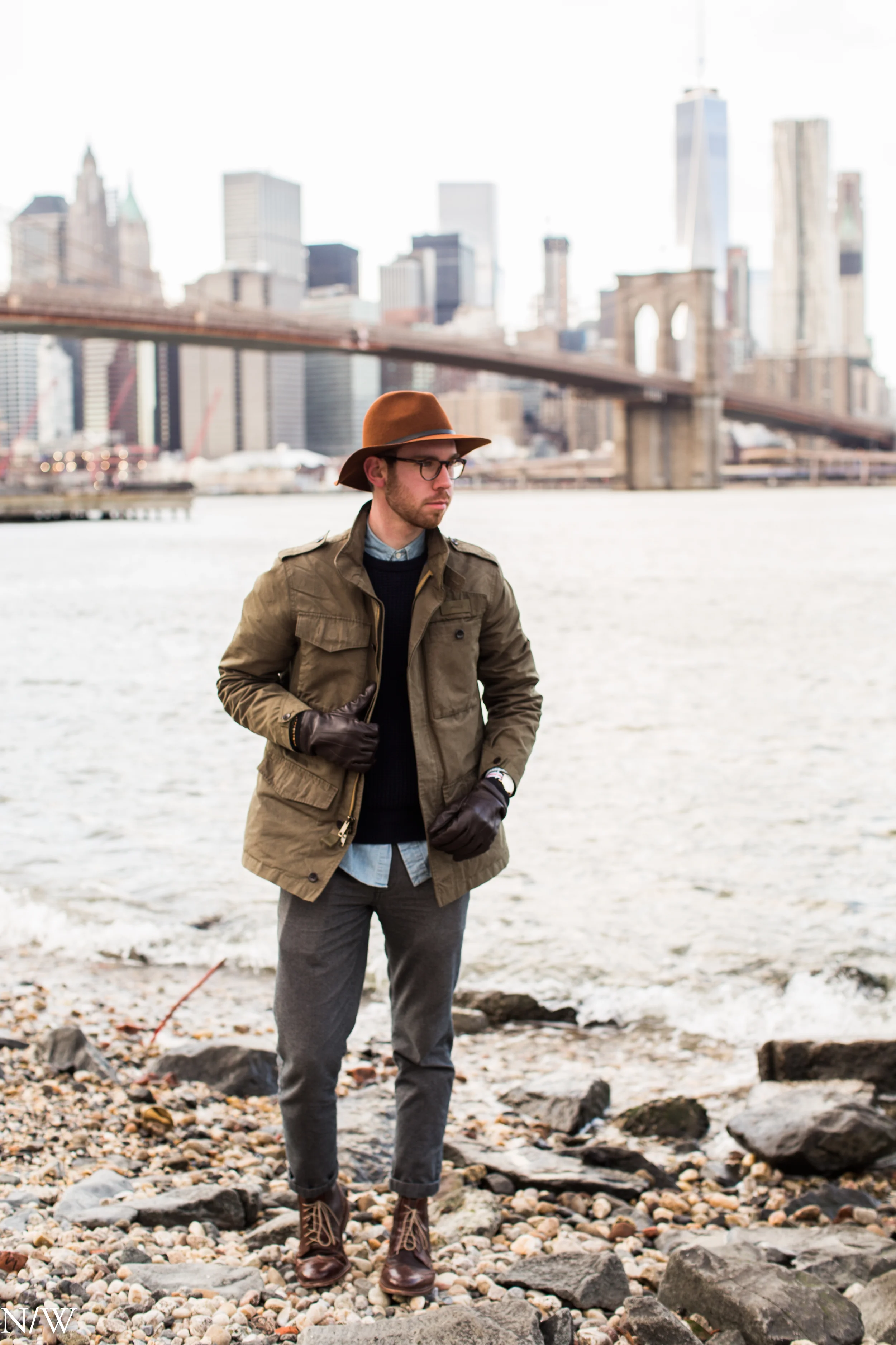 Jacket/Pants: Brooks Brothers Red Fleece, Shirt/Glasses: Polo Ralph Lauren, Sweater: Banana Republic, Hat/Gloves: Top Shop, Shoes: Johnston & Murphy, Watch: Daniel Wellington 