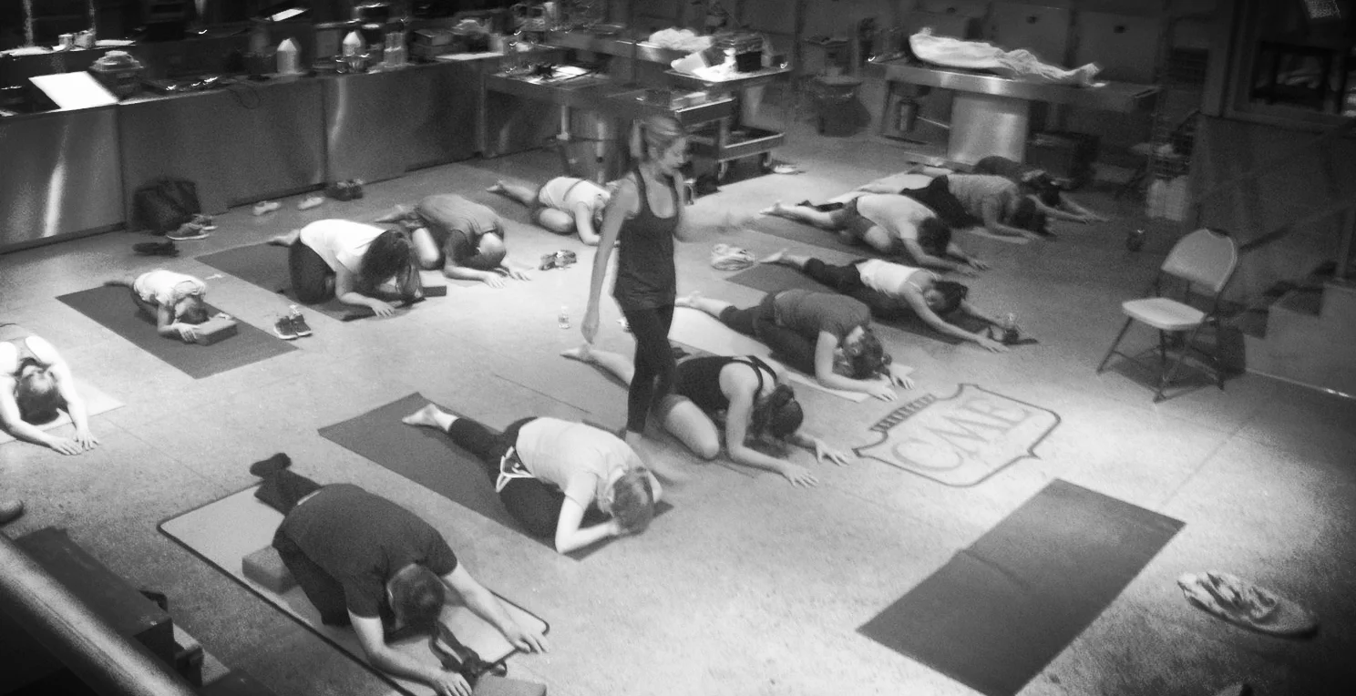 yoga on set - Elementary - NYC 2014