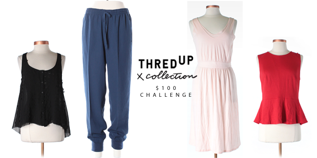 (L-R) Splendid blouse- $21.49, Vince pants- $58.99, GAP dress- $8.49, and Vince Camuto top- $11.99.
