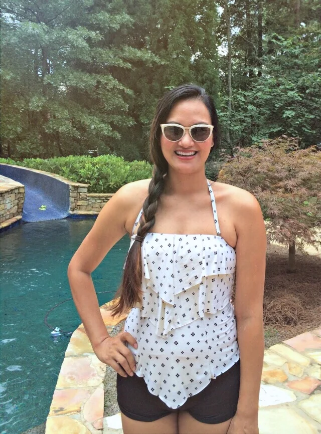DATE: 7 Sept 2014 / OCCASION: Swimming, duh /&nbsp;SWIMSUIT + COVER-UP: c/o ECO SWIM by AQUA GREEN&nbsp;(USA) / SHORTS: Free People / SUNGLASSES: Bonlook / SANDALS: Dune London