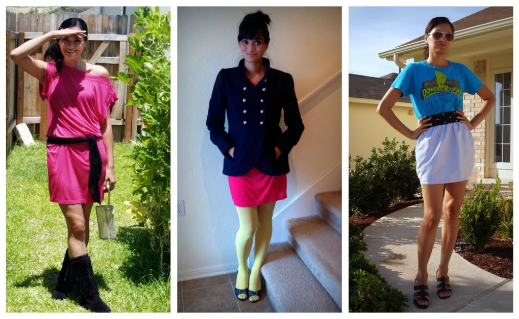 Clearly you don't have to have glossy magazine level style to be a money making as a "fashion" bloggers. More gems from 2009- 10 // (4) Slouchy jersey dress, (5) Yellow tights and open toed satin shoes, (6) a Power Rangers tee for the Chictopia conf…