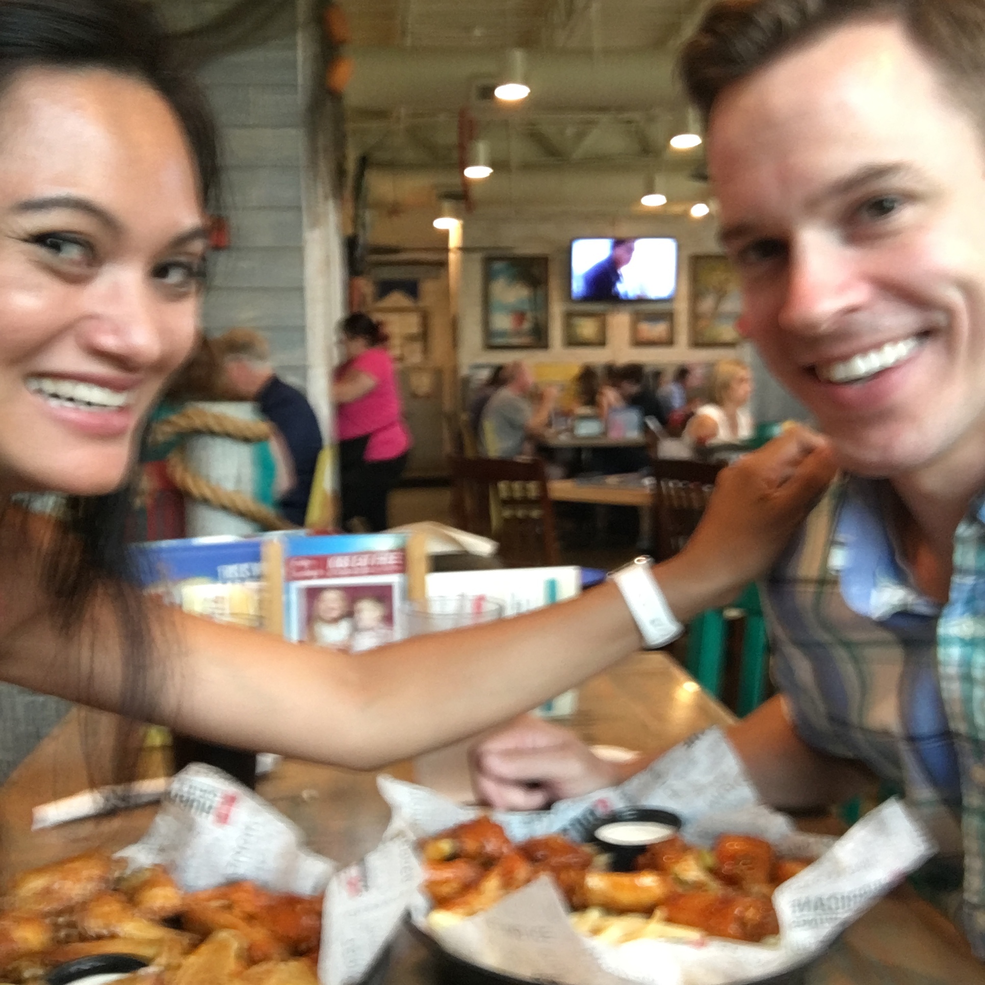 Literally the only picture of just the two of us taken in the last year. SAY WHAT? Also... WINGS!