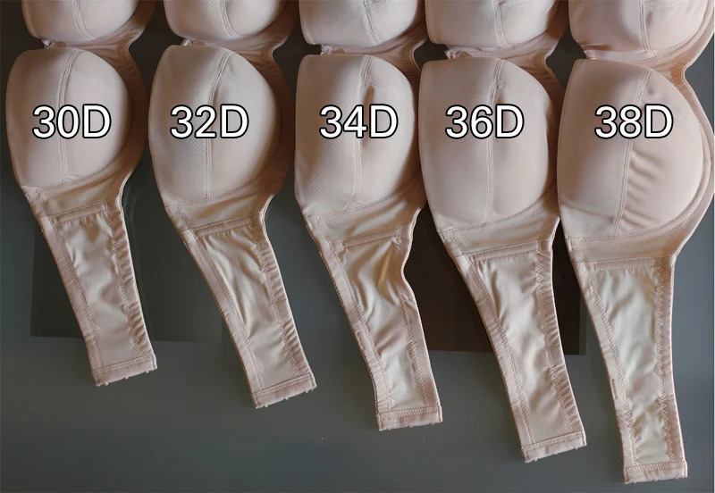 Again, these are all D cups, but look at the difference of volume between 30D and 38D [source]